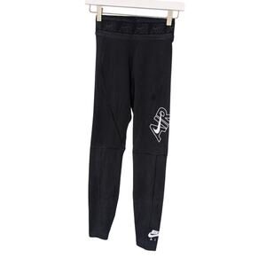 Nike Air Women Black Graphic Printed High Rise Athletic Workout Leggings Size XS